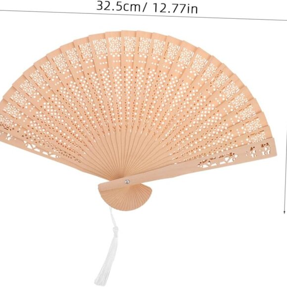 12 OUNONA Wooden Folding Hand Fans Elegant Hollow Patterns Handheld - Picture 1 of 6